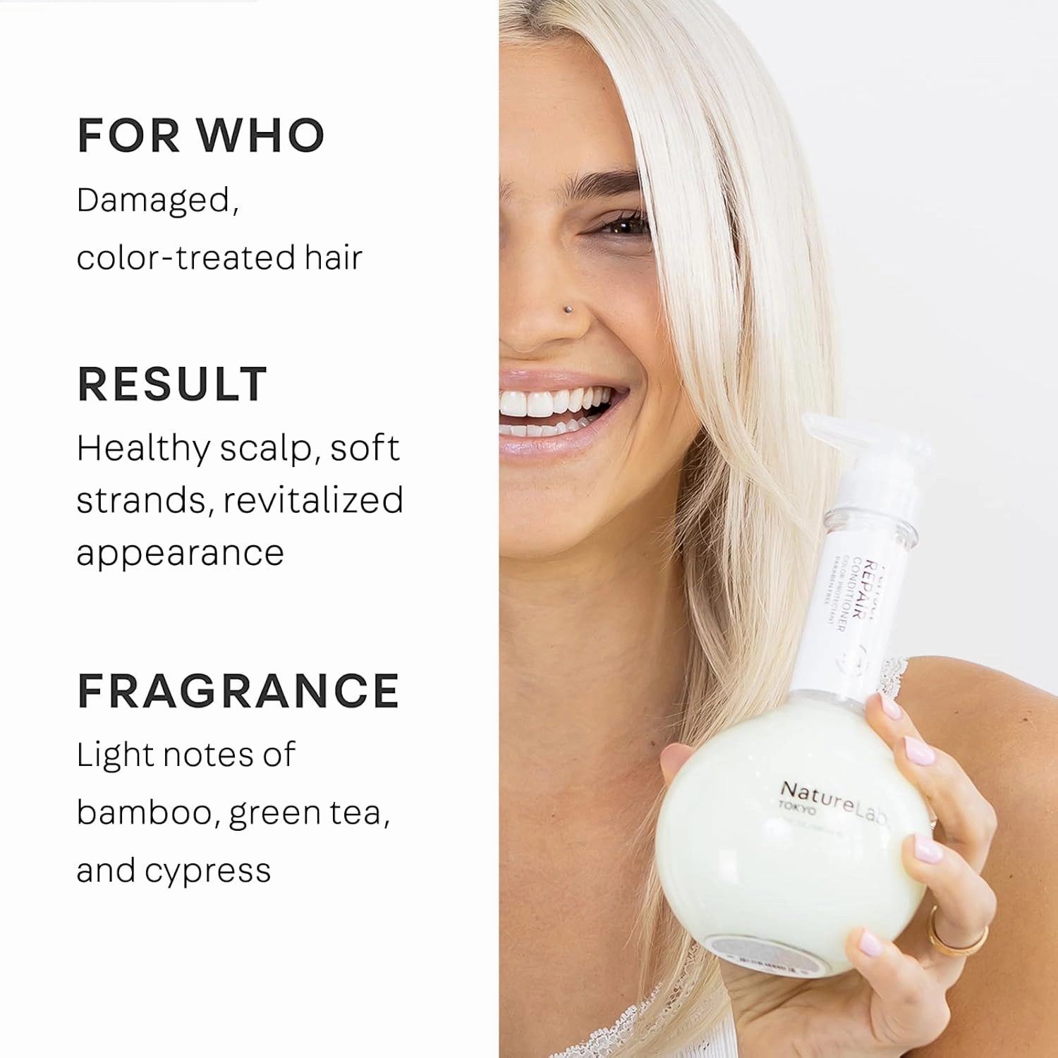 NATURELAB. TOKYO Perfect Repair Conditioner: Eco-Friendly Refill Pouch: Moisturizing Conditioner to Replenish and Restore Damaged, Color Treated Hair and Strengthen New Hair I 22.9 FL OZ / 680ml