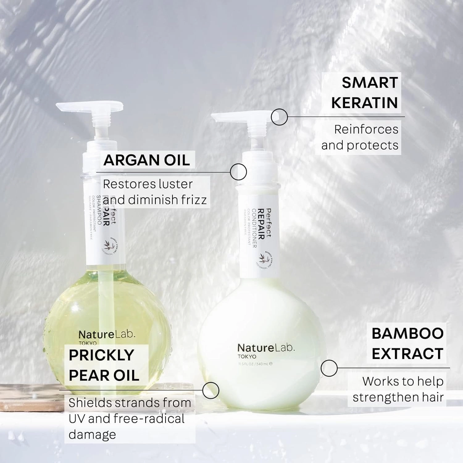 NATURELAB. TOKYO Perfect Repair Conditioner: Moisturizing Conditioner to Replenish and Restore Damaged, Color Treated Hair and Strengthen New Hair I 11.5 FL OZ / 340ml