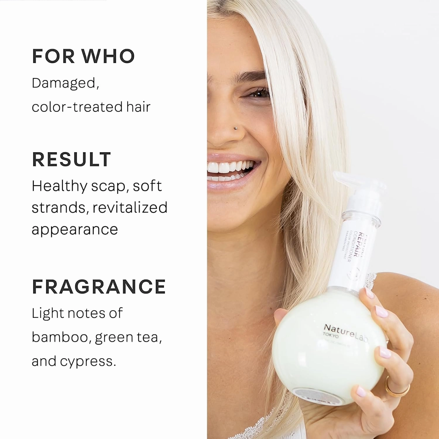 NATURELAB. TOKYO Perfect Repair Conditioner: Moisturizing Conditioner to Replenish and Restore Damaged, Color Treated Hair and Strengthen New Hair I 11.5 FL OZ / 340ml