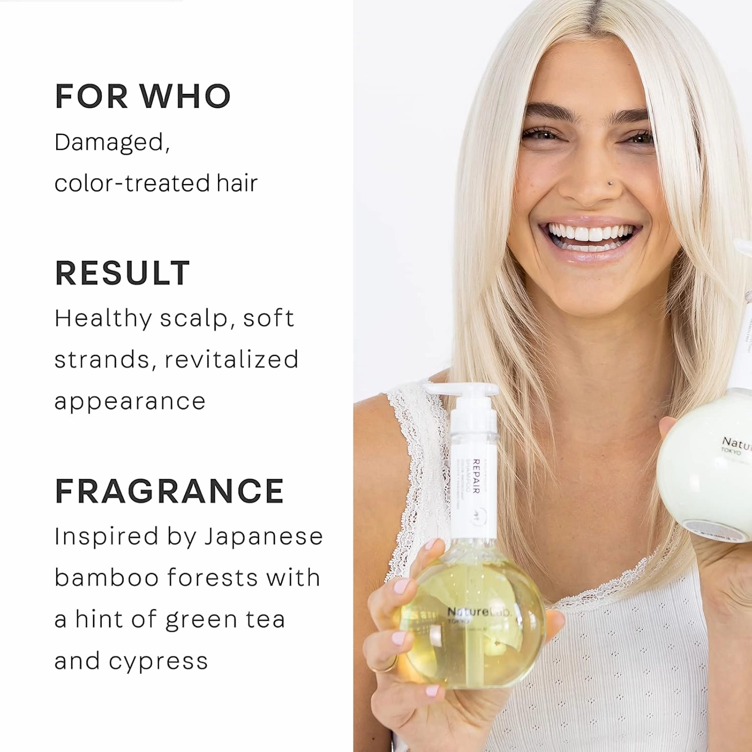 NATURELAB. TOKYO Perfect Repair Shampoo - Moisturizing Shampoo to Help Revitalize Damaged, Color-Treated Hair with Bamboo Stem Cells, Keratin, Argan   Prickly Pear Oil - (11.5 fl oz/340 ml)
