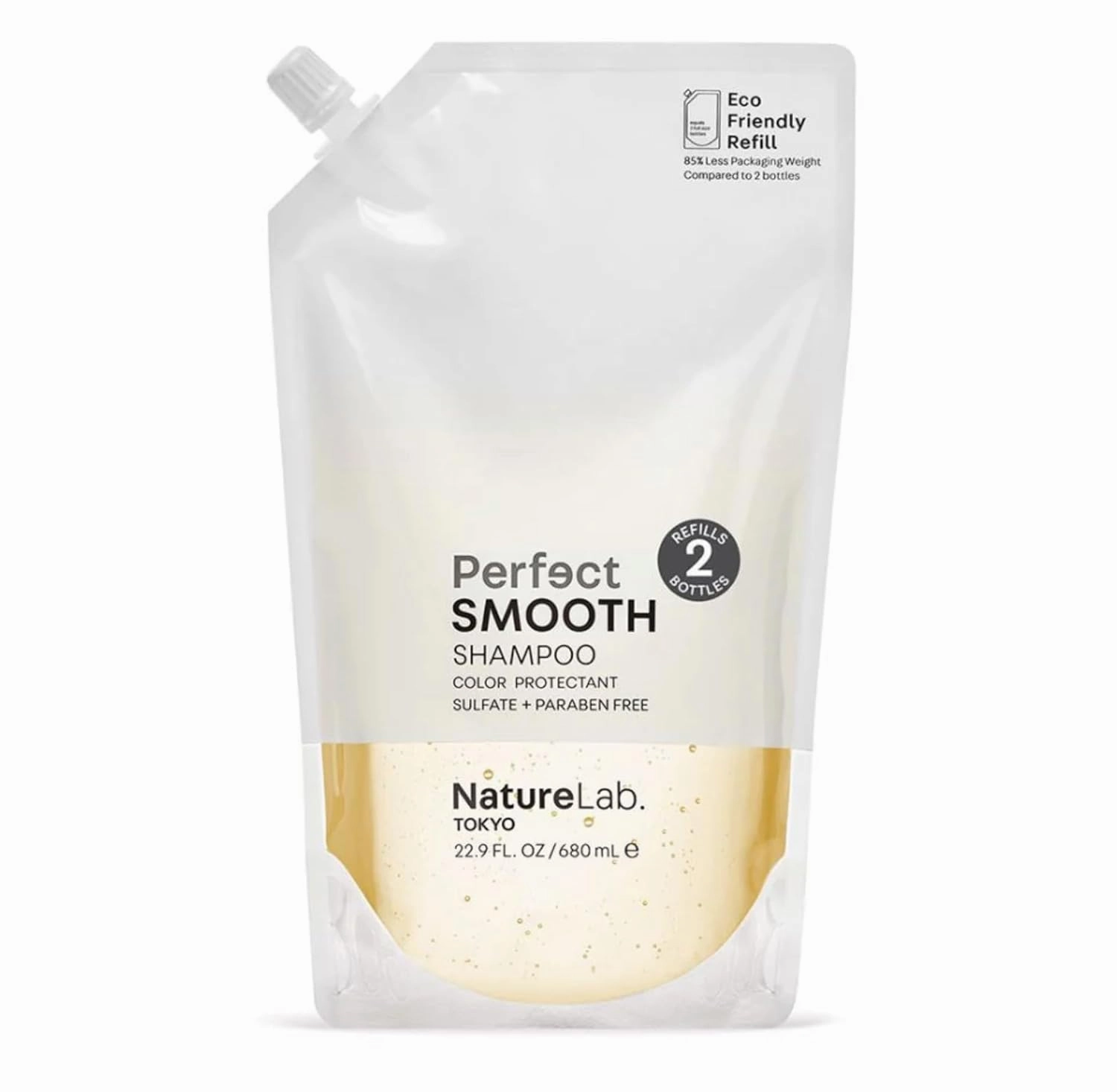 NATURELAB. TOKYO Perfect Smooth Shampoo: Eco-Friendly Refill Pouch: Weightless Frizz Control for Smoother, Healthier Hair and Scalp I 22.9 FL OZ / 680ml