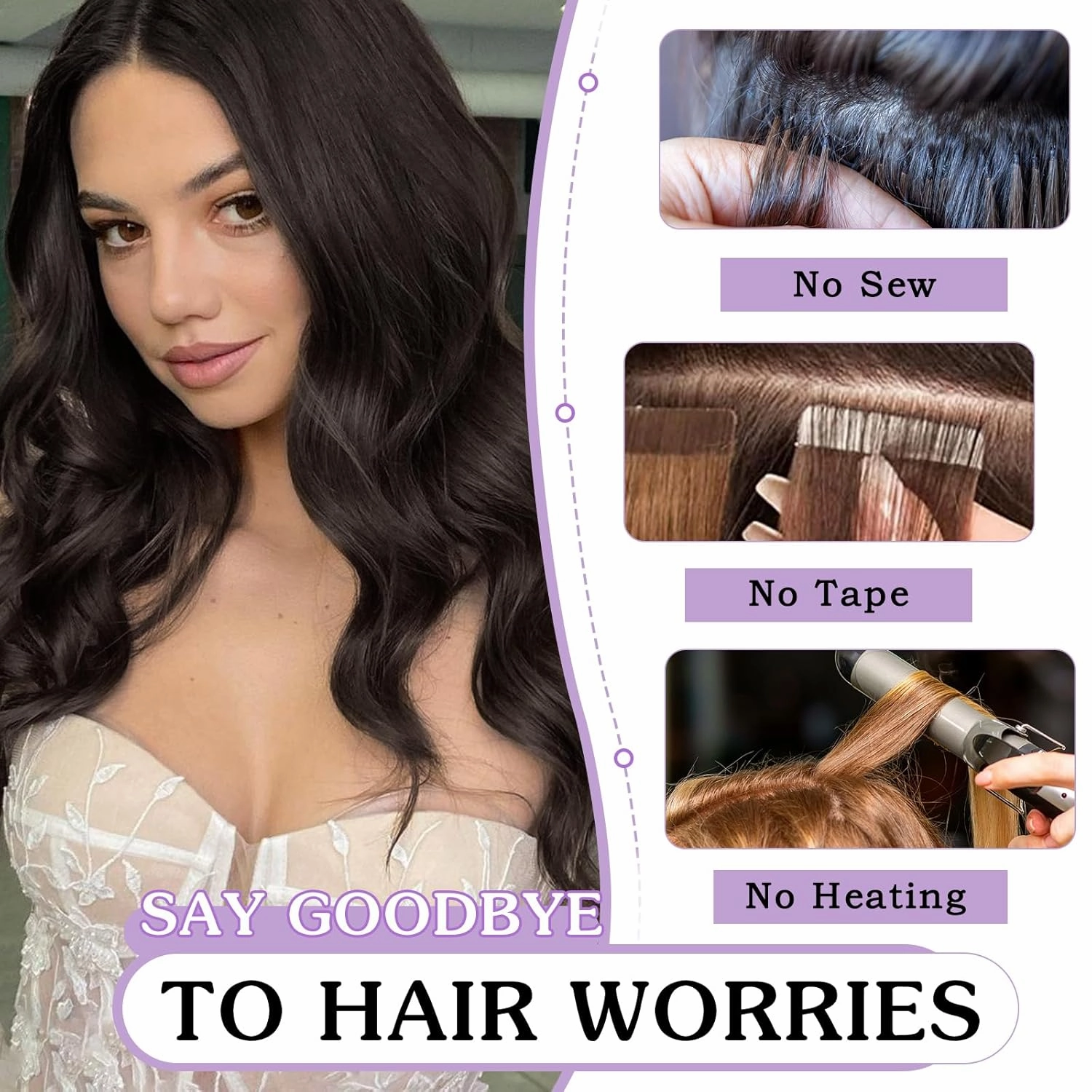 NAYOO 4PCS Clip in Hair Extensions Long Wavy Curly Synthetic Thick Hairpieces Dark Brown for Women with Fiber Double Weft Hair Full Head（16 Inch, Dark Brown）