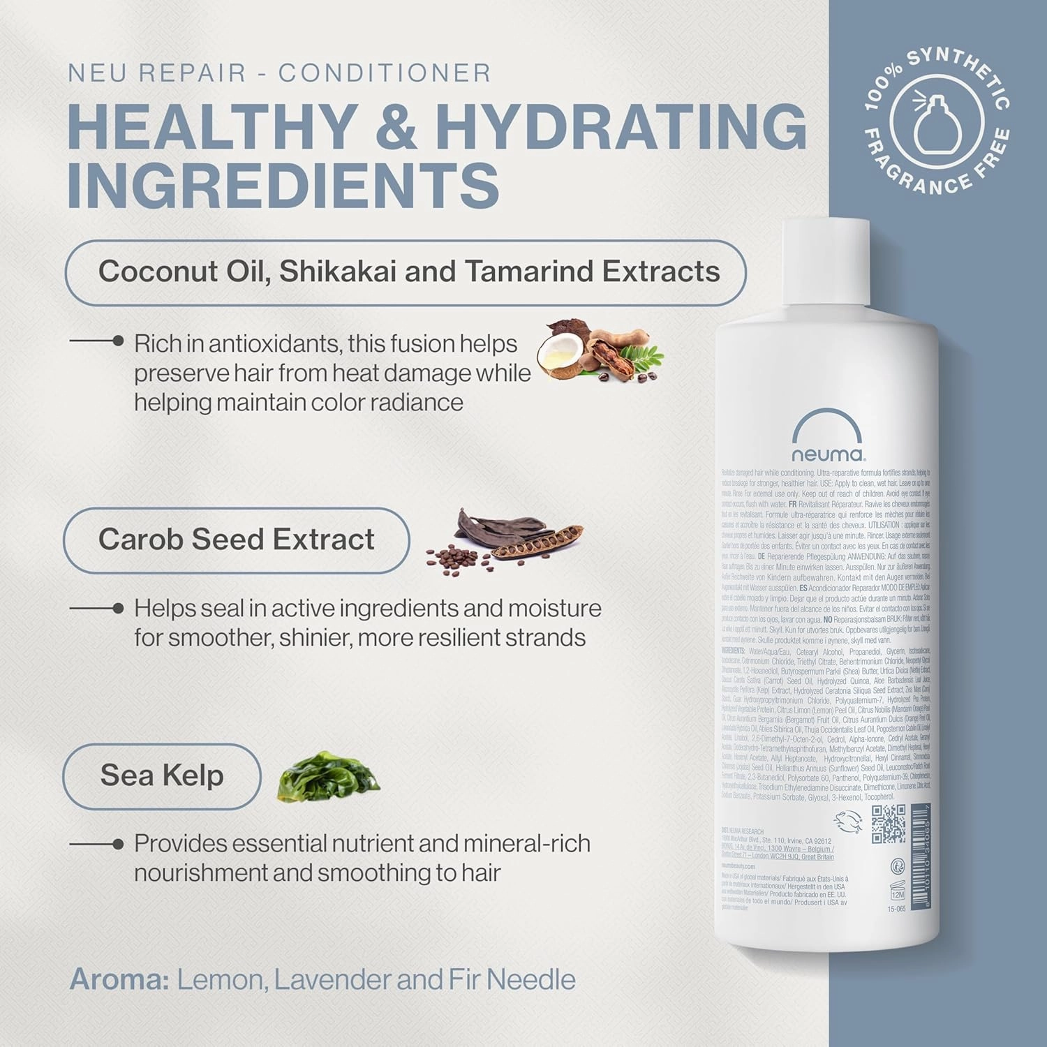 Neuma Neu Repair Conditioner - Protein Hair Treatment for Damaged Hair, Strengthens, Moisturizes, and Reduces Breakage Lemon, Lavender and Fir Needle Scent