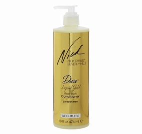 Nick Chavez Diva Liquid Gold Mega-Body Hair Conditioner - Nourshishes and Provides Big Volume, and Hydration, While Infusing Health and Strength to Each Strand- 16 fl oz.