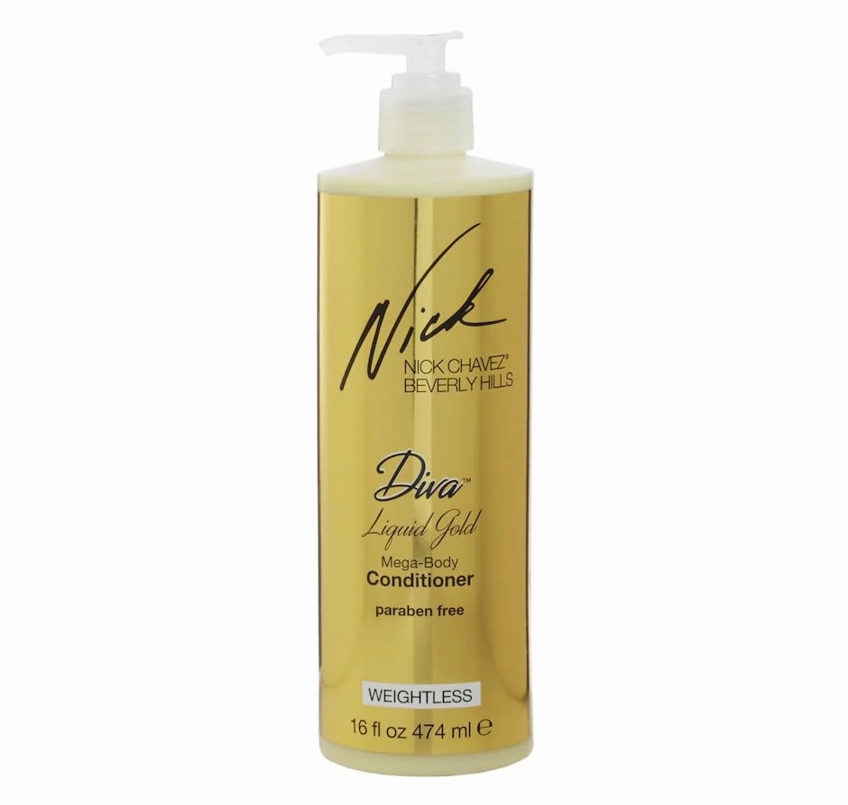 Nick Chavez Diva Liquid Gold Mega-Body Hair Conditioner - Nourshishes and Provides Big Volume, and Hydration, While Infusing Health and Strength to Each Strand- 16 fl oz.