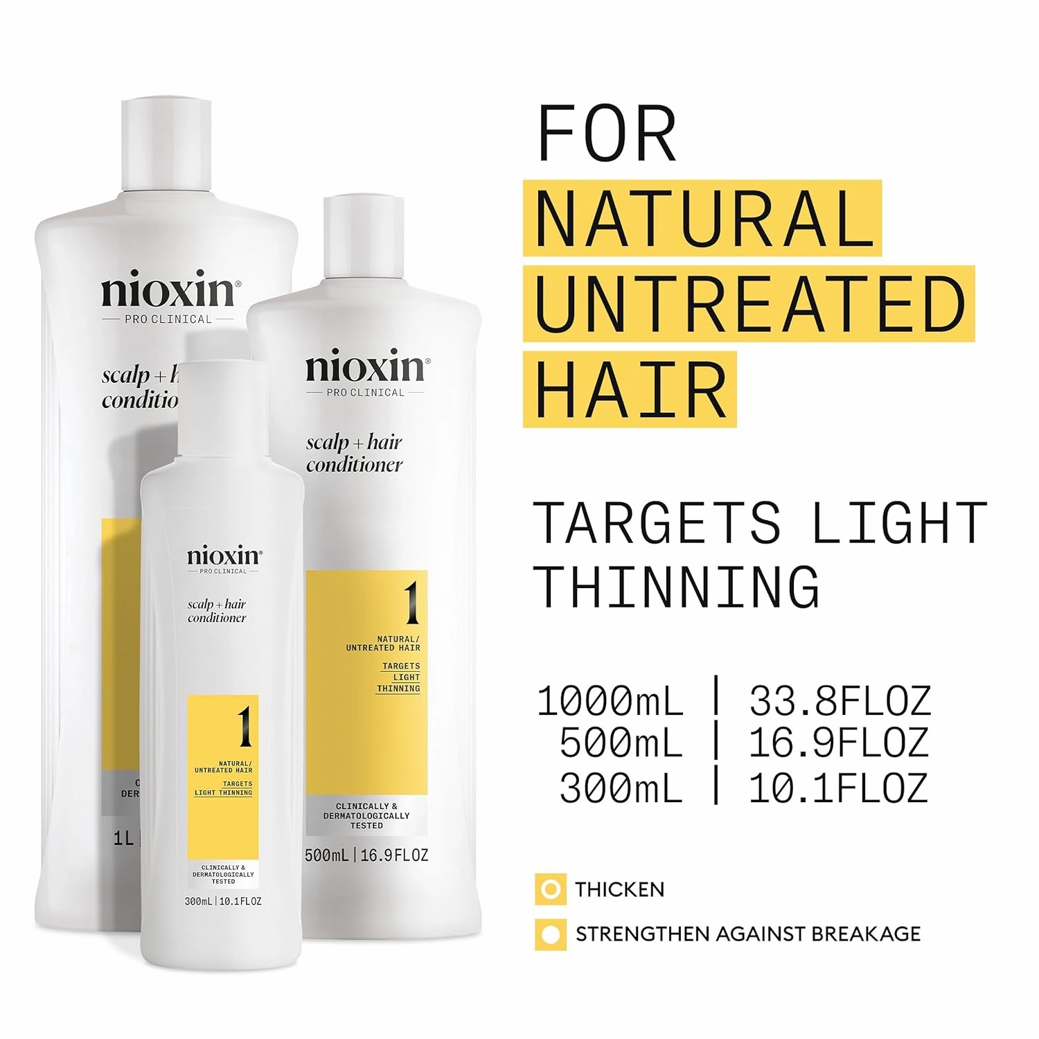 Nioxin System 1 Scalp   Hair Thickening Conditioner for Natural Hair with Light Thinning | Strengthen Against Breakage with Niacinamide & Biotin | Refreshed Scalp with Healthy Shine