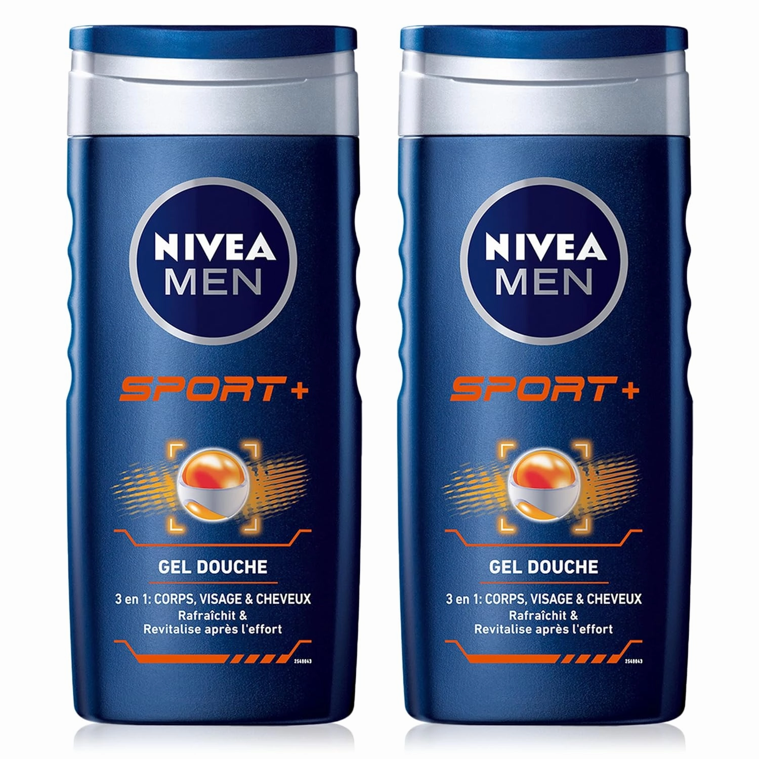 Nivea Men 3 in 1 Sport Shower Gel (2 x 250 ml), Men's Body Wash for Body, Face and Hair, Gentle After Sports Cleanser, Conditioner & Freshness Shower Soap 24 Hours