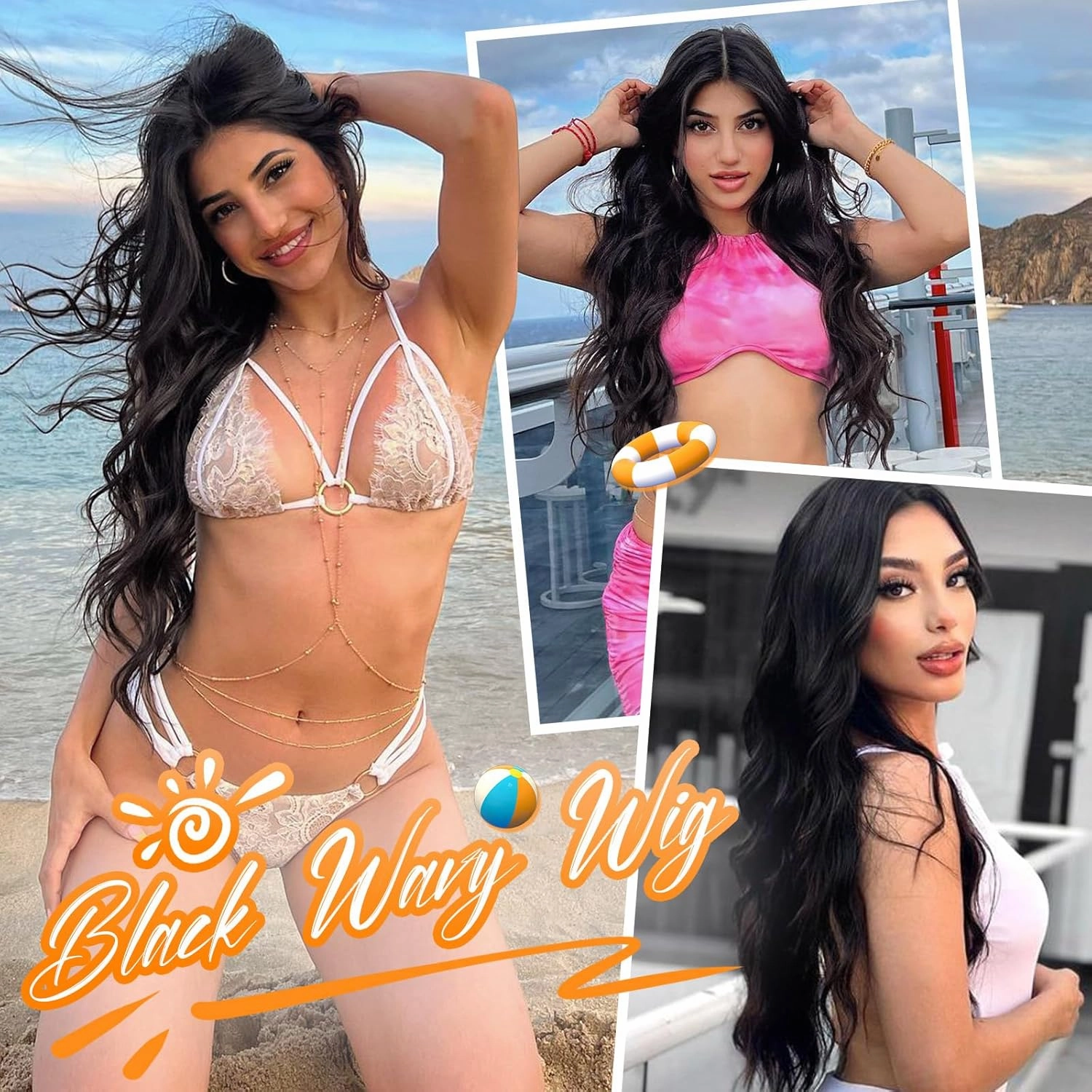 Nnzes Long Black Wavy Wig 4x1 Lace Natural Hairline Middle Part Curly Heat-Resistant Synthetic Fiber for Women & Beginners Daily Party Use 26In