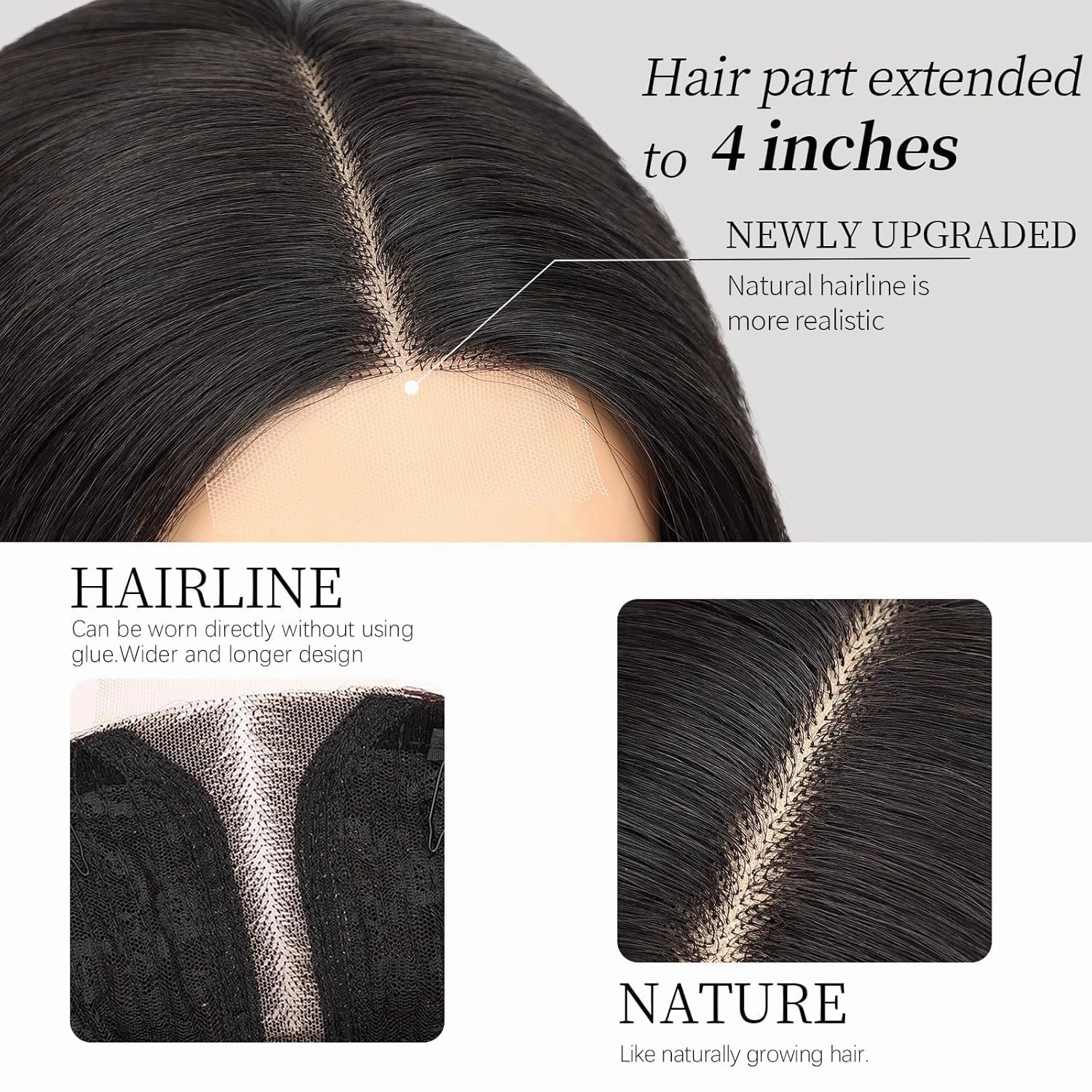 Nnzes Long Black Wavy Wig 4x1 Lace Natural Hairline Middle Part Curly Heat-Resistant Synthetic Fiber for Women & Beginners Daily Party Use 26In