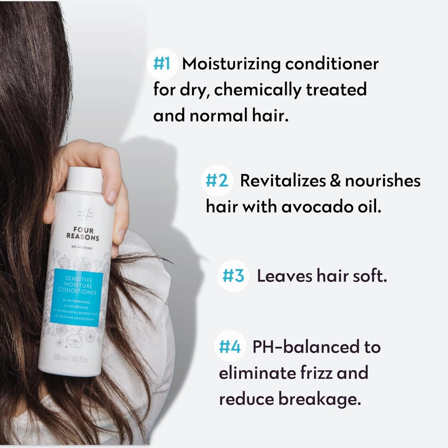 No nothing Sensitive Moisture Conditioner - Fragrance Free for Dry Hair - Hypoallergenic, Unscented Moisturizing Conditioner for Sensitive Scalp and Skin - Paraben Free, Vegan – 10.15 oz