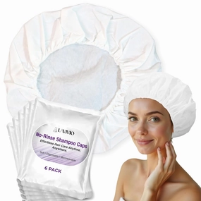 No Rinse Shampoo Caps - 6 Pack Shampoo Caps No Rinse for Elderly and Bedridden Patients Hair wash - Shower Caps No Rinse with Waterless Shampoo & Conditioner with Aloe Vera & Vitamins