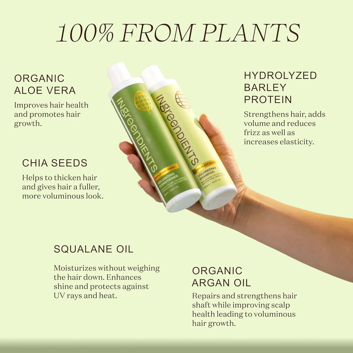 Non Toxic Sulfate Free Volumizing Shampoo & Conditioner with Organic Ingredients For Fine & Thin Hair - Color Safe, Paraben & Gluten Free, Silicone Free, Vegan, Cruelty-Free, pH Balanced