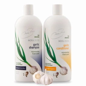 Nora Ross Classic Garlic Extract Shampoo (32oz) and Conditioner (32oz) Set for Normal to Dry Hair - Promotes Healthy Hair Growth, Protects from Damage & Soothes Scalp
