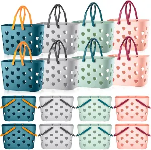 Nuenen Portable Shower Caddy Basket Plastic Storage Basket with Handle Shower Caddy Tote Box Heart Shower Caddy Organizer Bin for Bathroom Dorm Kitchen Storage Room Laundry