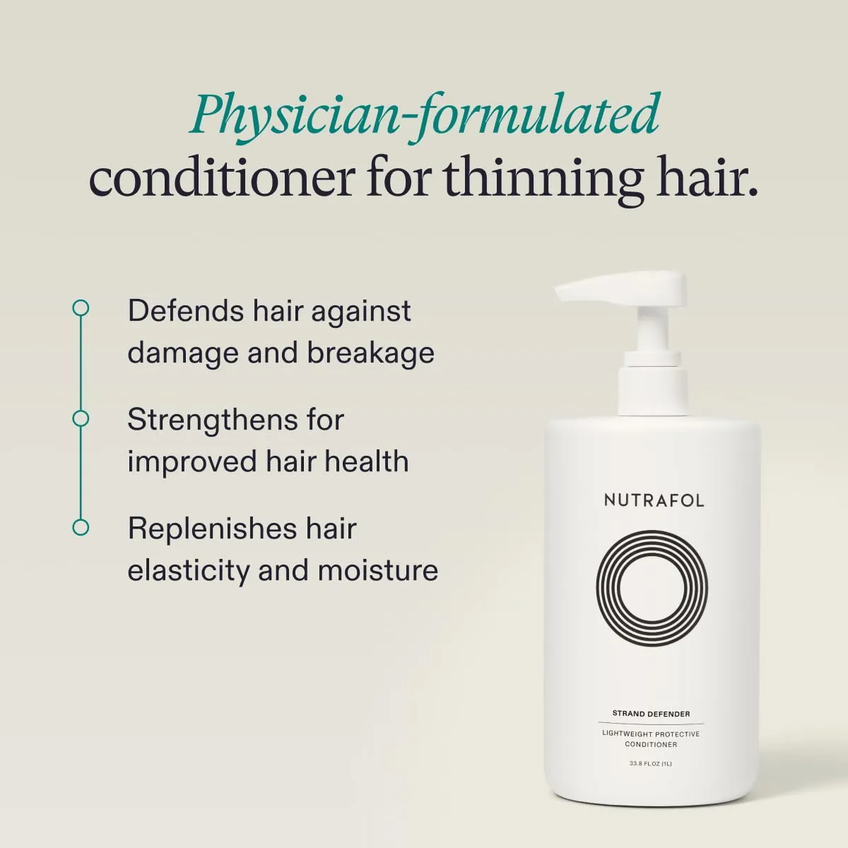 Nutrafol Conditioner, Physician-formulated for Thinning Hair, Moisturizing, Strengthening and Color Safe, Lightweight Protection