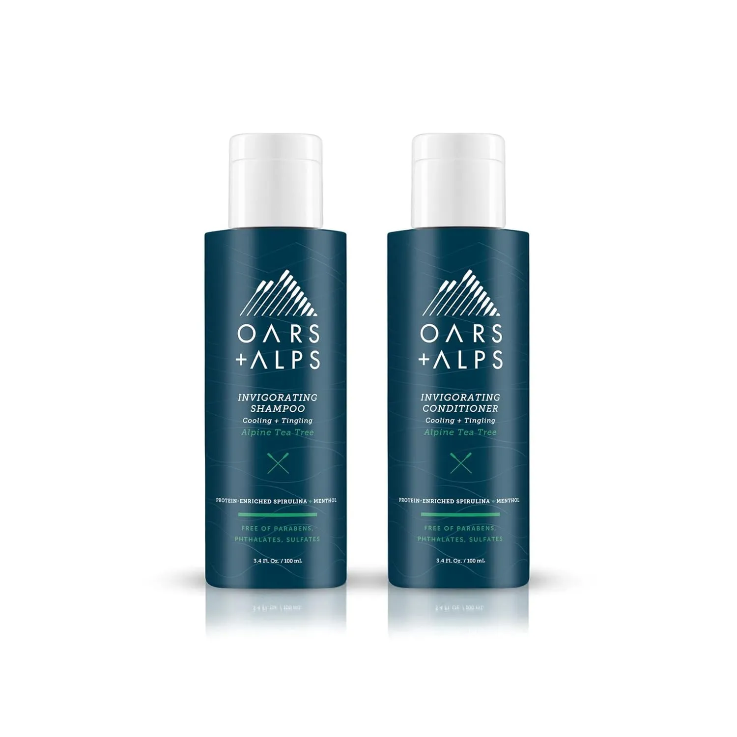 Oars   Alps Men's Sulfate Free Hair Shampoo and Conditioner Set, Infused with Witch Hazel and Tea Tree Oil, Alpine Tea Tree, Travel Size 3.4oz Each