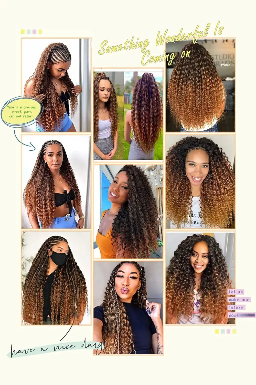 Ocean Wave Braiding Hair Brown 30in Curly Crochet Hair Extensions 6packs Synthetic Ombre Crochet Hair Extensions for Women #1BT30