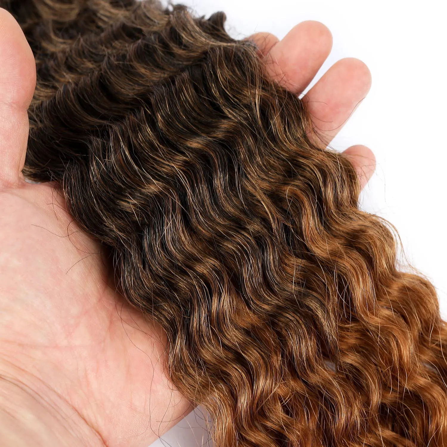 Ocean Wave Braiding Hair Brown 30in Curly Crochet Hair Extensions 6packs Synthetic Ombre Crochet Hair Extensions for Women #1BT30