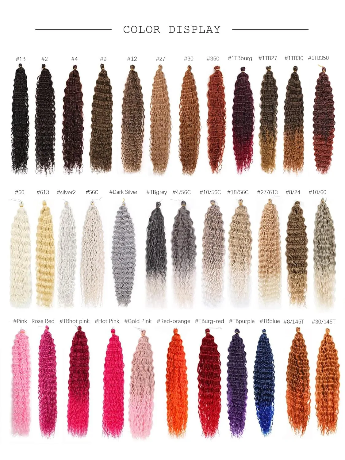 Ocean Wave Braiding Hair Brown 30in Curly Crochet Hair Extensions 6packs Synthetic Ombre Crochet Hair Extensions for Women #1BT30