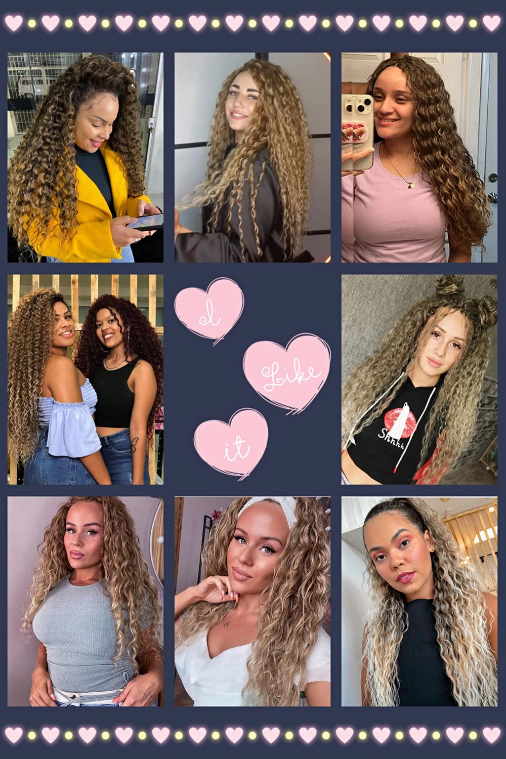 Ocean Wave Crochet Hair Extensions, Curly Braiding Crochet Hair, Soft Synthetic Crochet Hair Extensions 22inch 6Packs #T8/24 Brown mix Blonde