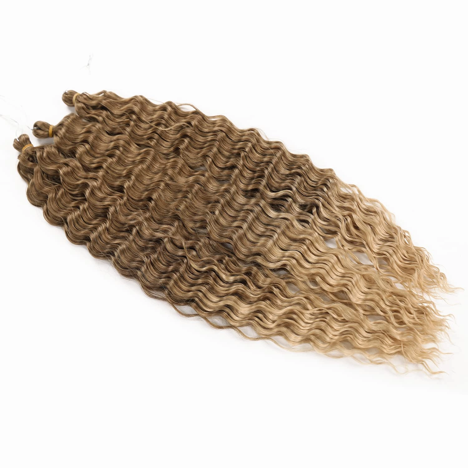 Ocean Wave Crochet Hair Extensions, Curly Braiding Crochet Hair, Soft Synthetic Crochet Hair Extensions 22inch 6Packs #T8/24 Brown mix Blonde