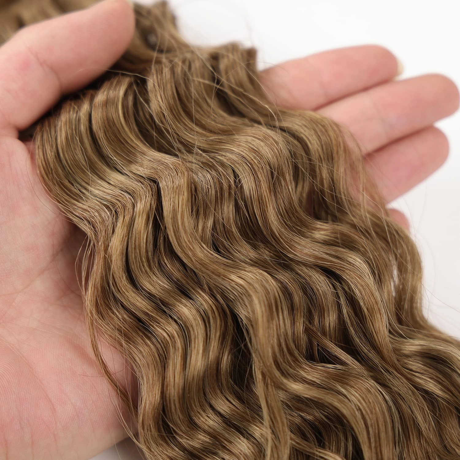 Ocean Wave Crochet Hair Extensions, Curly Braiding Crochet Hair, Soft Synthetic Crochet Hair Extensions 22inch 6Packs #T8/24 Brown mix Blonde