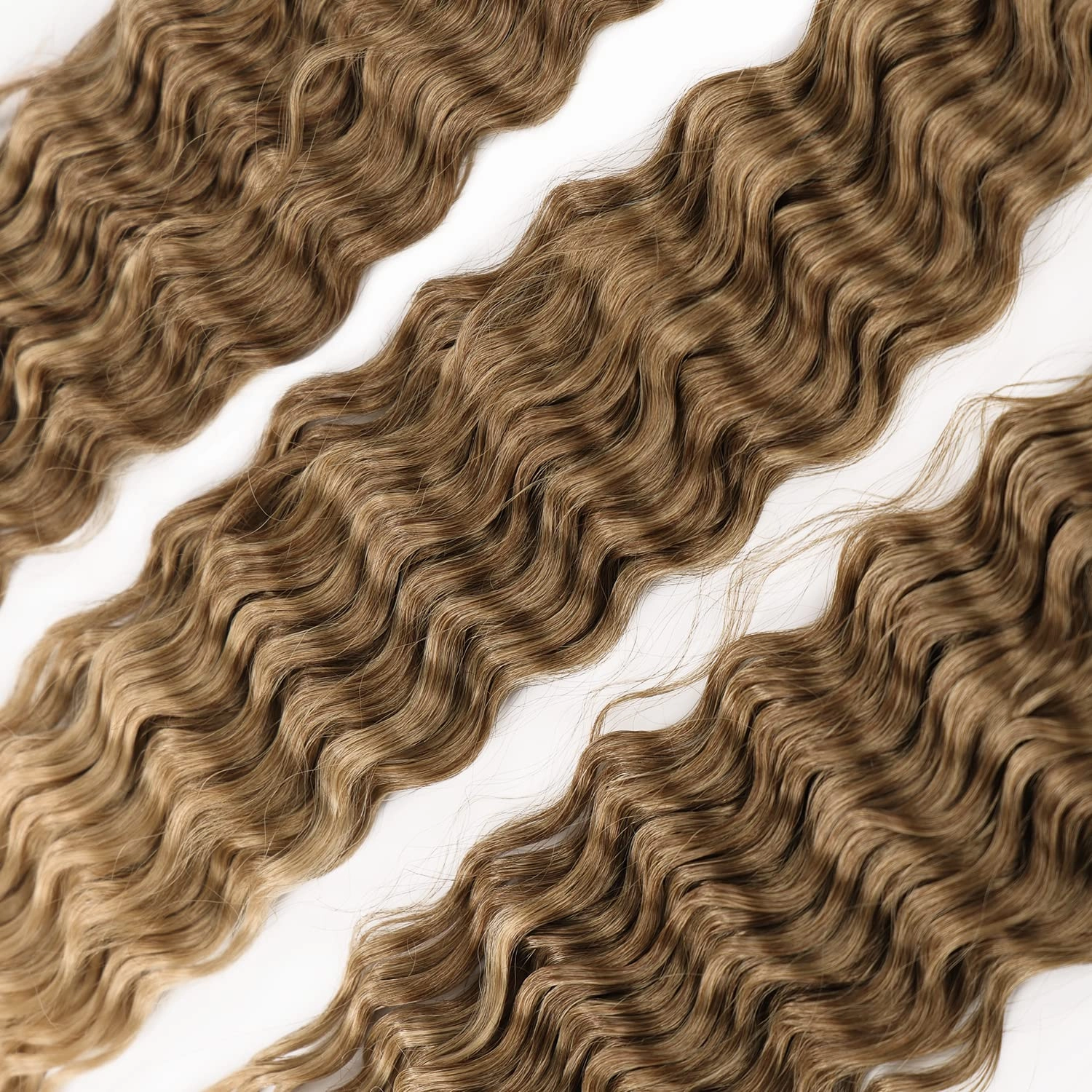Ocean Wave Crochet Hair Extensions, Curly Braiding Crochet Hair, Soft Synthetic Crochet Hair Extensions 22inch 6Packs #T8/24 Brown mix Blonde