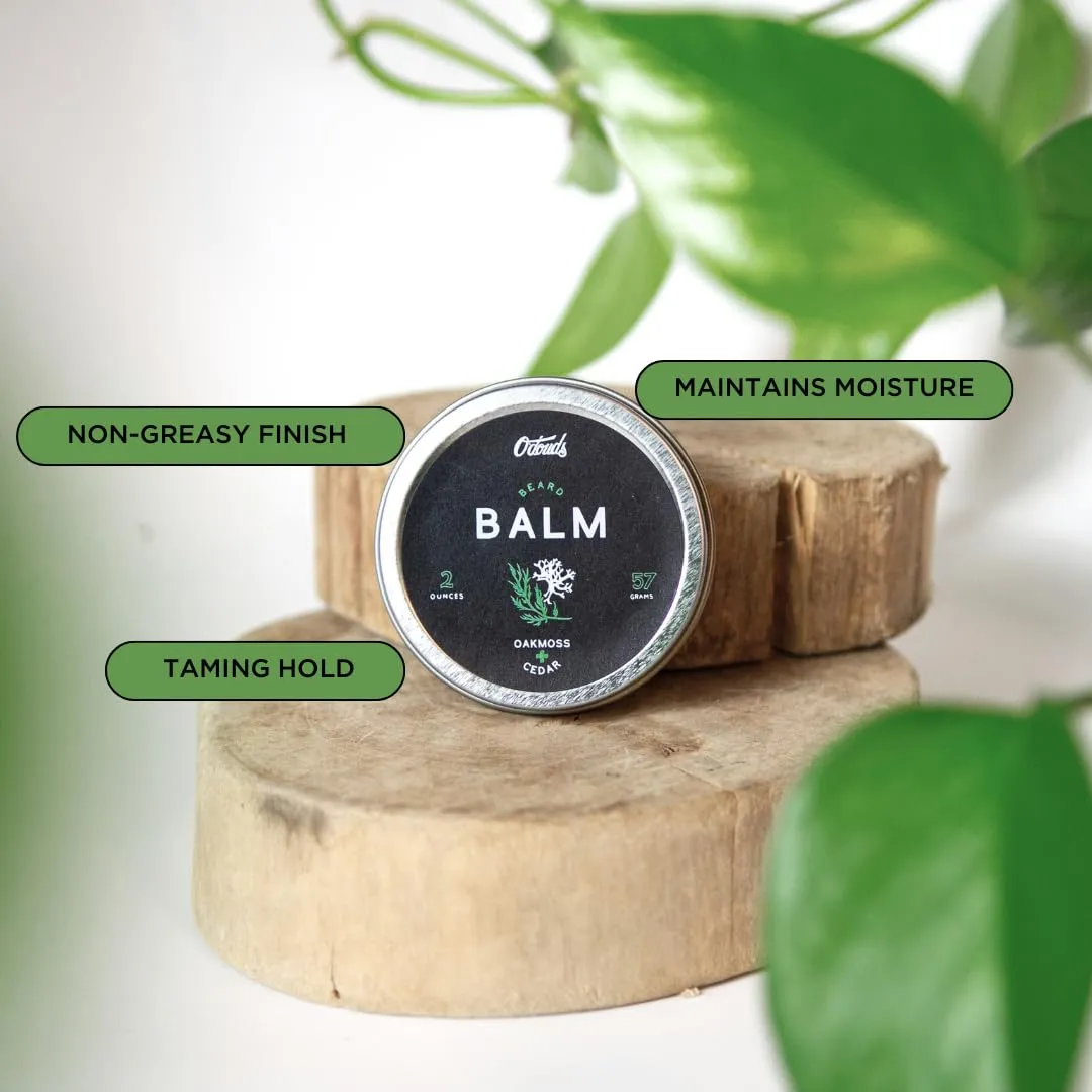 O'Douds Natural Beard Balm - Beard Conditioner & Softener - Plant-Based Grooming that Moisturizes, Conditions & Tames Facial Hair - Oakmoss & Cedar, 2oz.