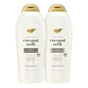 OGX Shampoo and Conditioner Set, Nourishing   Coconut Milk, Sulfate Free Shampoo and Conditioner for Moisturizing & Strengthening Hair Care, 25.4 FL OZ, 2 Pack