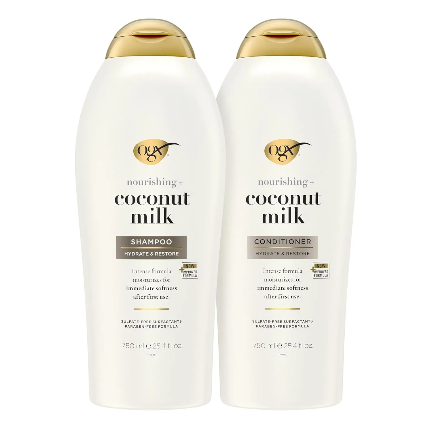 OGX Shampoo and Conditioner Set, Nourishing   Coconut Milk, Sulfate Free Shampoo and Conditioner for Moisturizing & Strengthening Hair Care, 25.4 FL OZ, 2 Pack