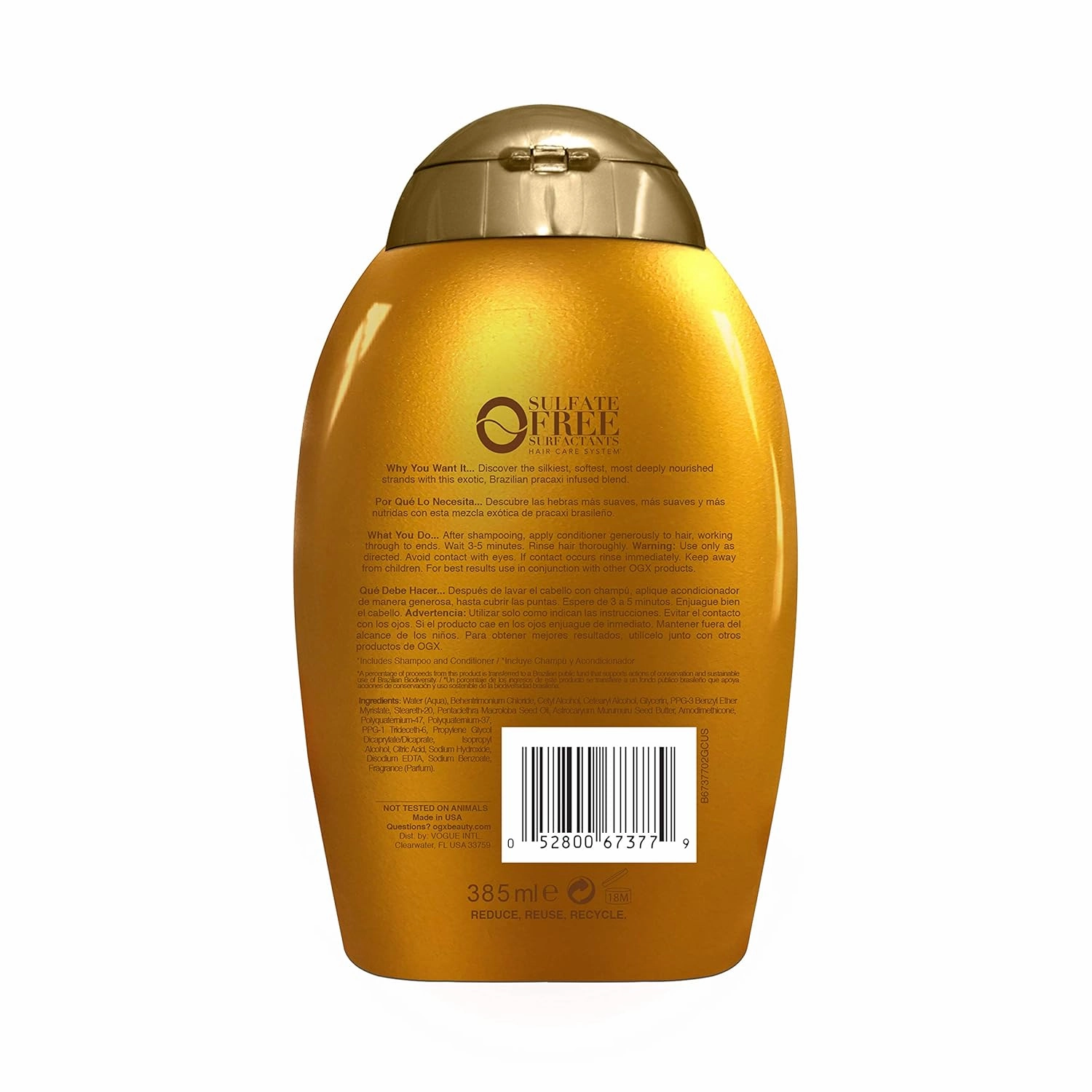 OGX Deeply Restoring   Pracaxi Recovery Oil AntiFrizz Conditioner with Murumuru Butter to Intensely Hydrate Curly Wavy Hair SulfateFree Surfactants for ColorTreated Hair, 13 Fl Oz