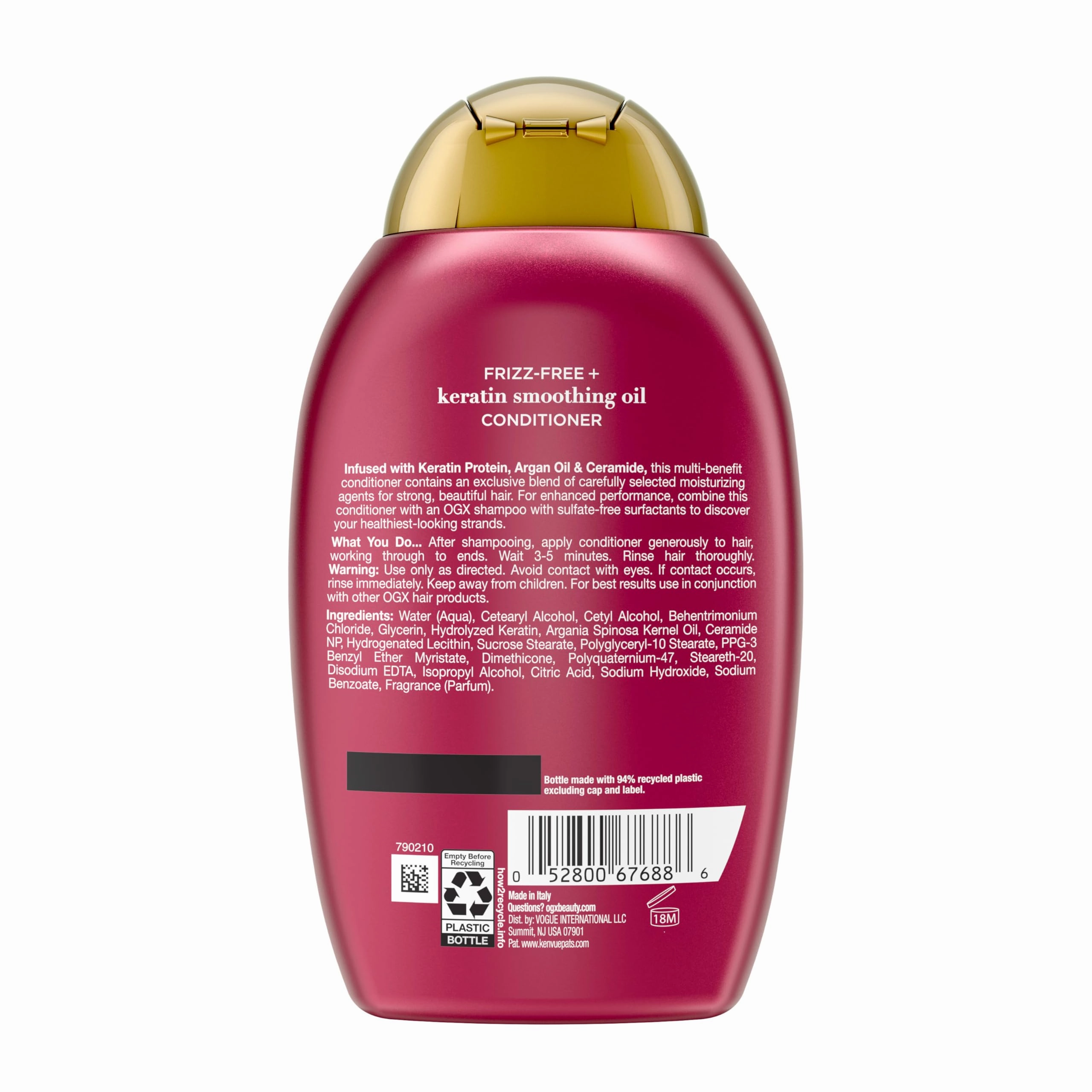 OGX Frizz-Free   Keratin Smoothing Oil Conditioner, 5 in 1, for Frizzy Hair, Shiny Hair, 13 Fl Oz
