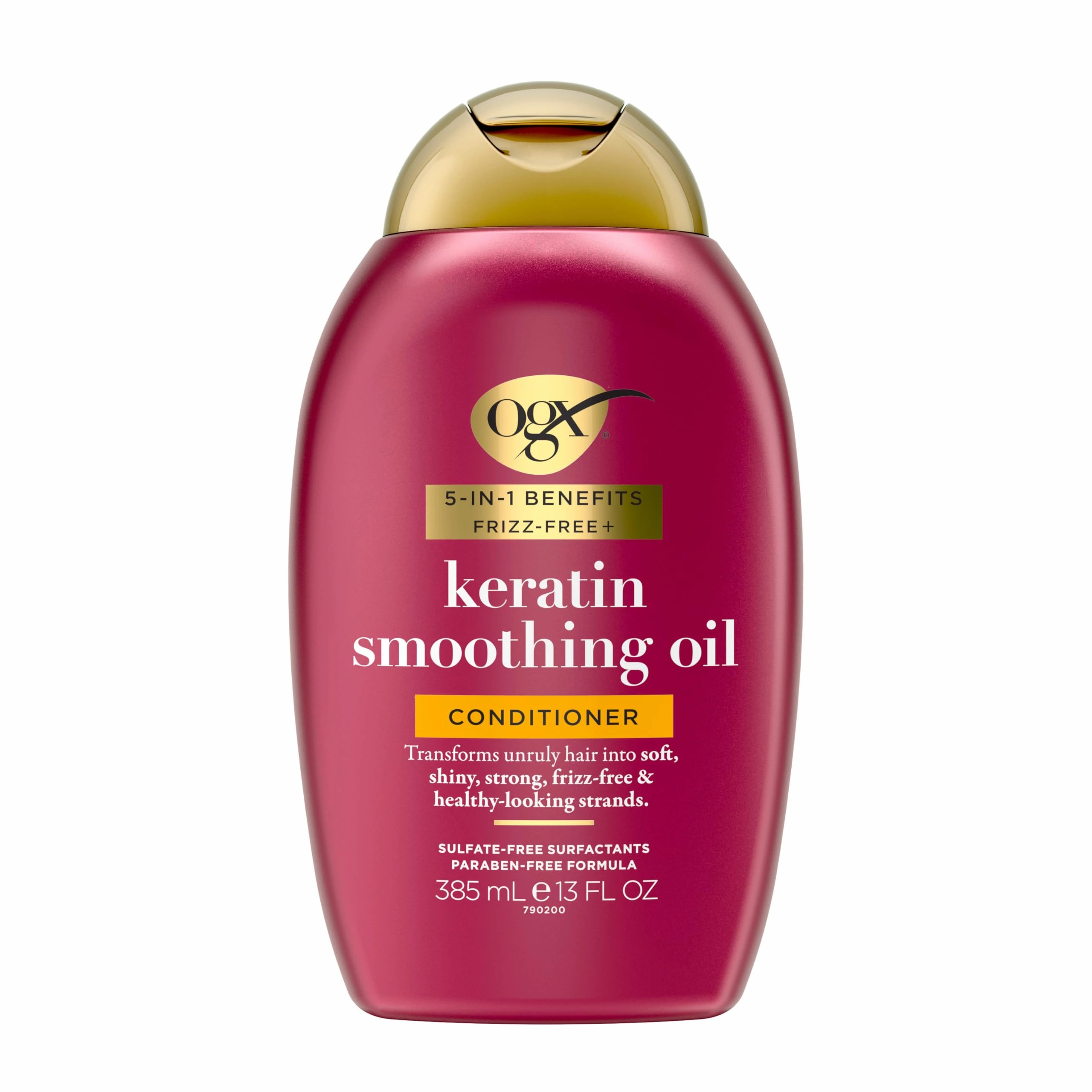 OGX Frizz-Free   Keratin Smoothing Oil Conditioner, 5 in 1, for Frizzy Hair, Shiny Hair, 13 Fl Oz
