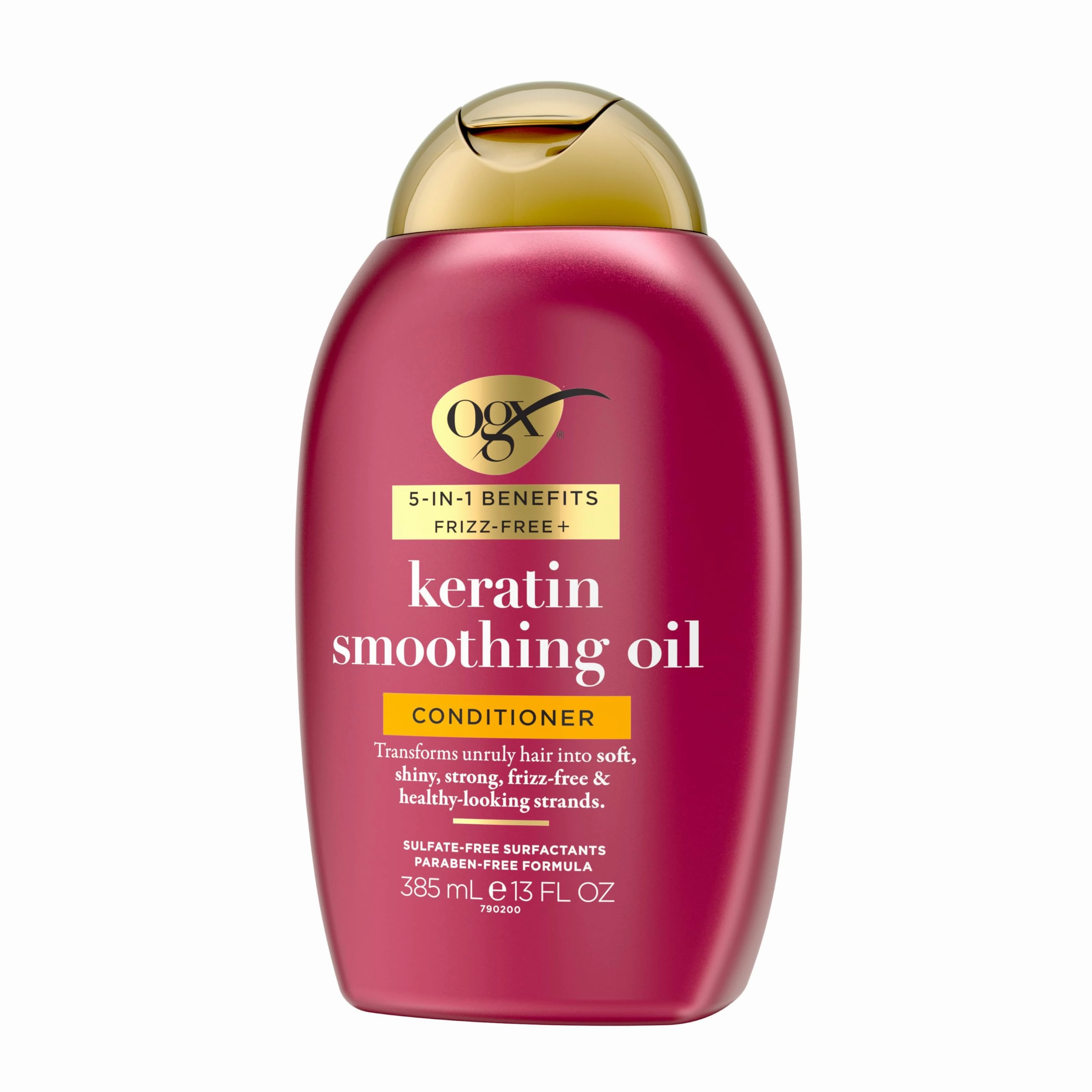 OGX Frizz-Free   Keratin Smoothing Oil Conditioner, 5 in 1, for Frizzy Hair, Shiny Hair, 13 Fl Oz