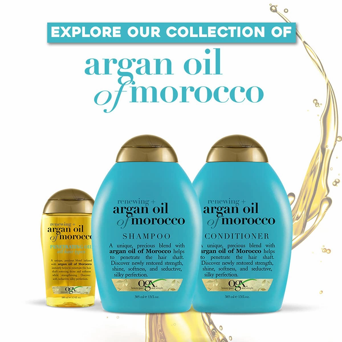 OGX Renewing   Argan Oil of Morocco Penetrating Hair Oil Treatment, Moisturizing & Strengthening Silky Oil for All Hair Types, Paraben-Free, Sulfated-Surfactants Free, 3.3 fl oz (Pack of 2)