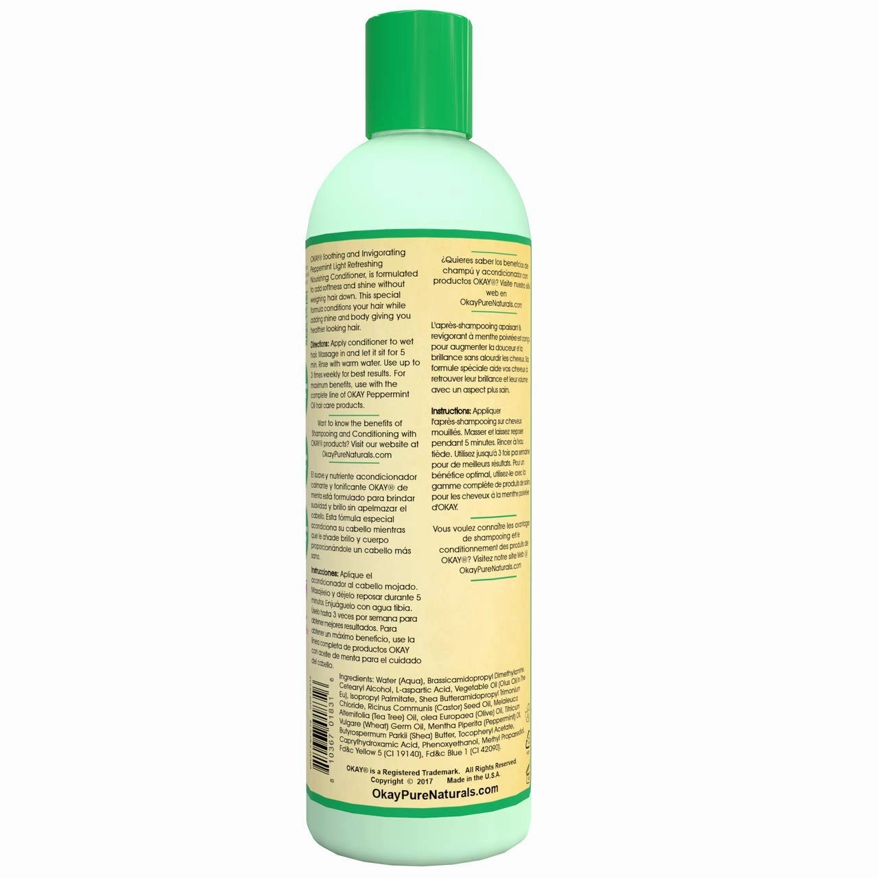 Okay | Soothing And Invigorating Peppermint Conditioner | Helps Refresh, Revitalize, And Add Softness To Hair | Sulfate, Silicone, Paraben Free For All Hair Types and Textures | Made in USA 12oz 355ml