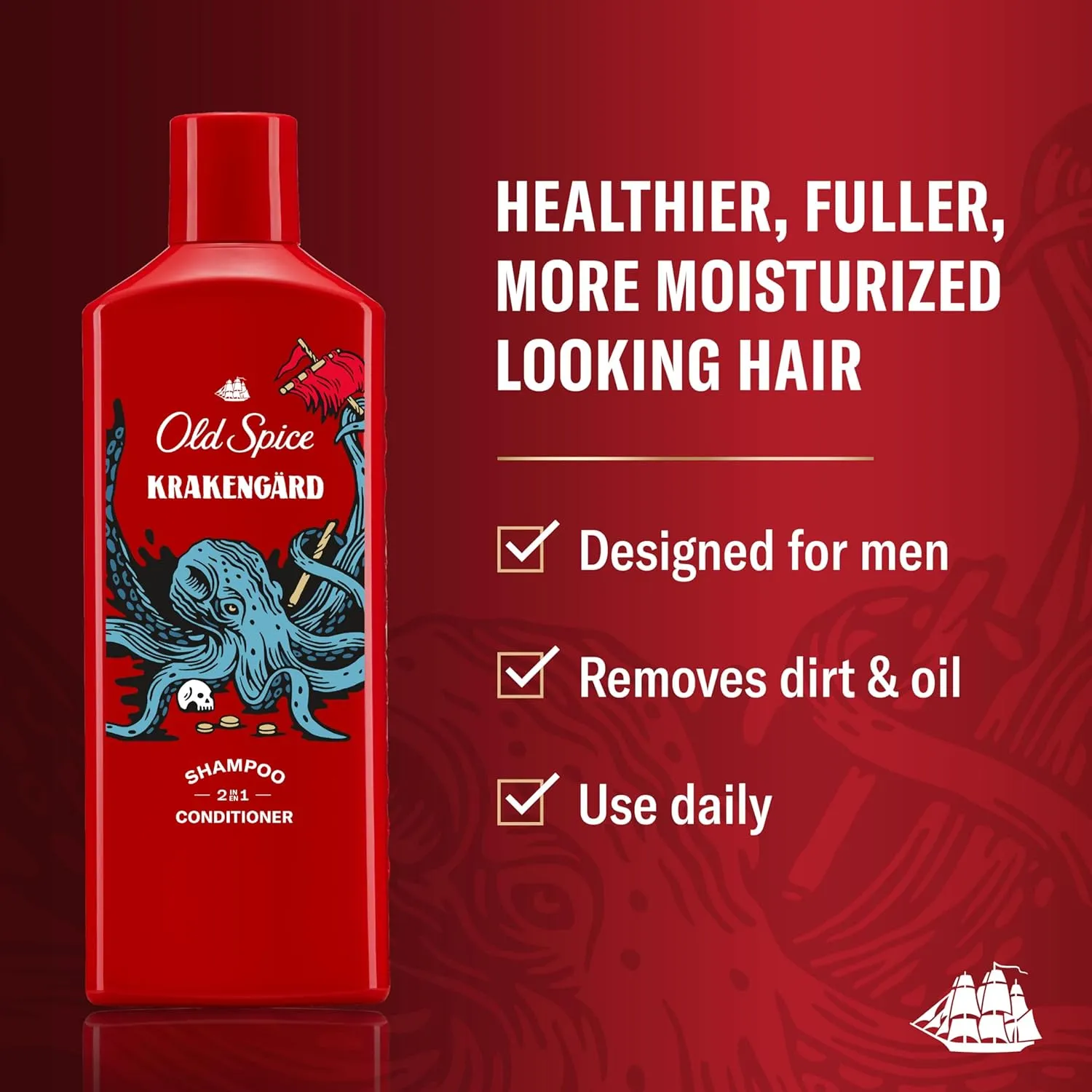 Old Spice Krakengard 2in1 Shampoo and Conditioner for Men, 13.5 fl oz (Pack of 6)