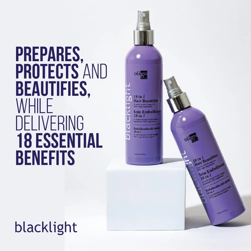 Oligo Professionnel - Blacklight 18-In-1 - Hair Beautifier - Anti Frizz - Leave-in Conditioner - Optimal Hydratation - Argan Oil - Vegan Ingredients - 11 Amino Acids & Moisturizing Formula - 8.5oz