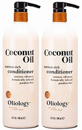 Oliology Coconut Oil Conditioner - Natural Coconut Oil Conditioner Helps Restore Damaged, Lifeless Hair | Provides Intense Shine | Restores Lost Moisture | Made in USA & Paraben Free (32 oz/2 Pack)