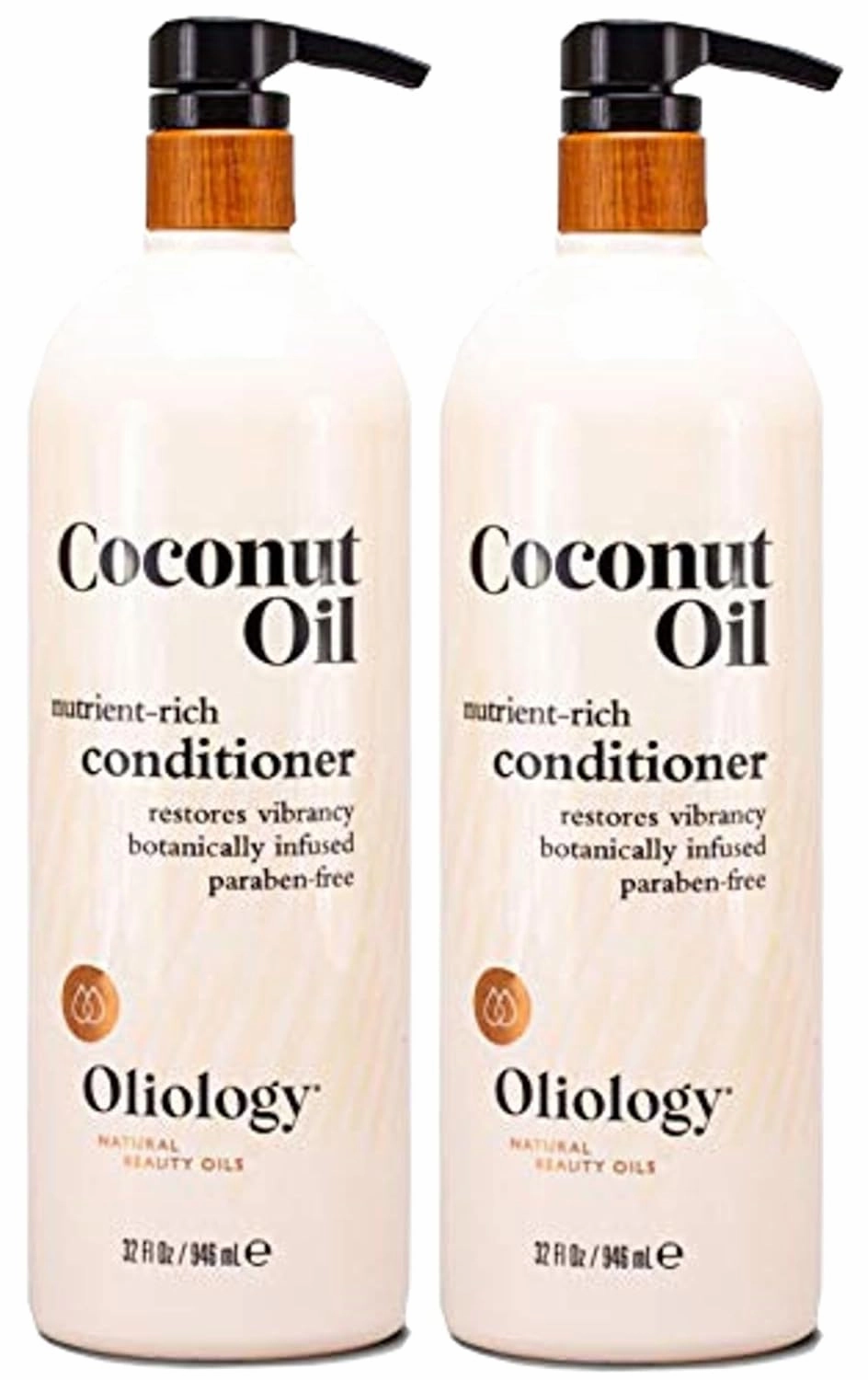 Oliology Coconut Oil Conditioner - Natural Coconut Oil Conditioner Helps Restore Damaged, Lifeless Hair | Provides Intense Shine | Restores Lost Moisture | Made in USA & Paraben Free (32 oz/2 Pack)