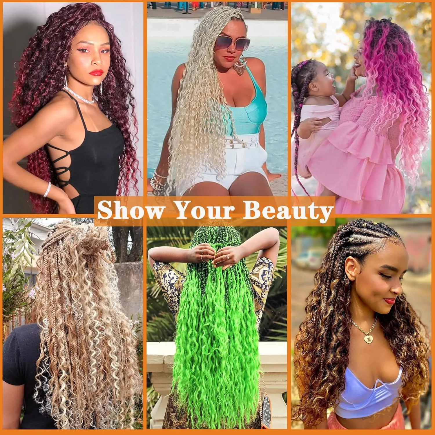 Ombre Ocean Wave Crochet Hair 18 Inch Curly Deep Wave for Bohemian Knotless Braids Water Wave Hair for Women (3 Packs, 1B/27/613#)