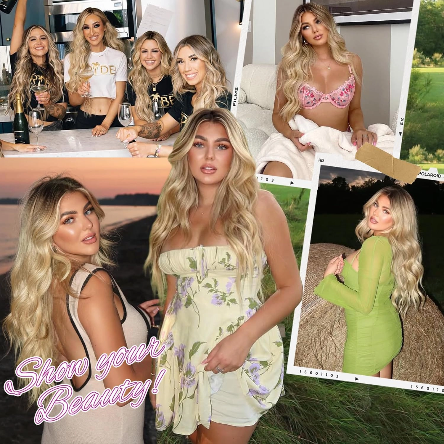 Ombre Blonde Long Wavy Wig for Women, Pre-Cut HD Lace Natural Hairline, Glueless Middle Part, Synthetic Fiber for Daily and Party Use 26Inch