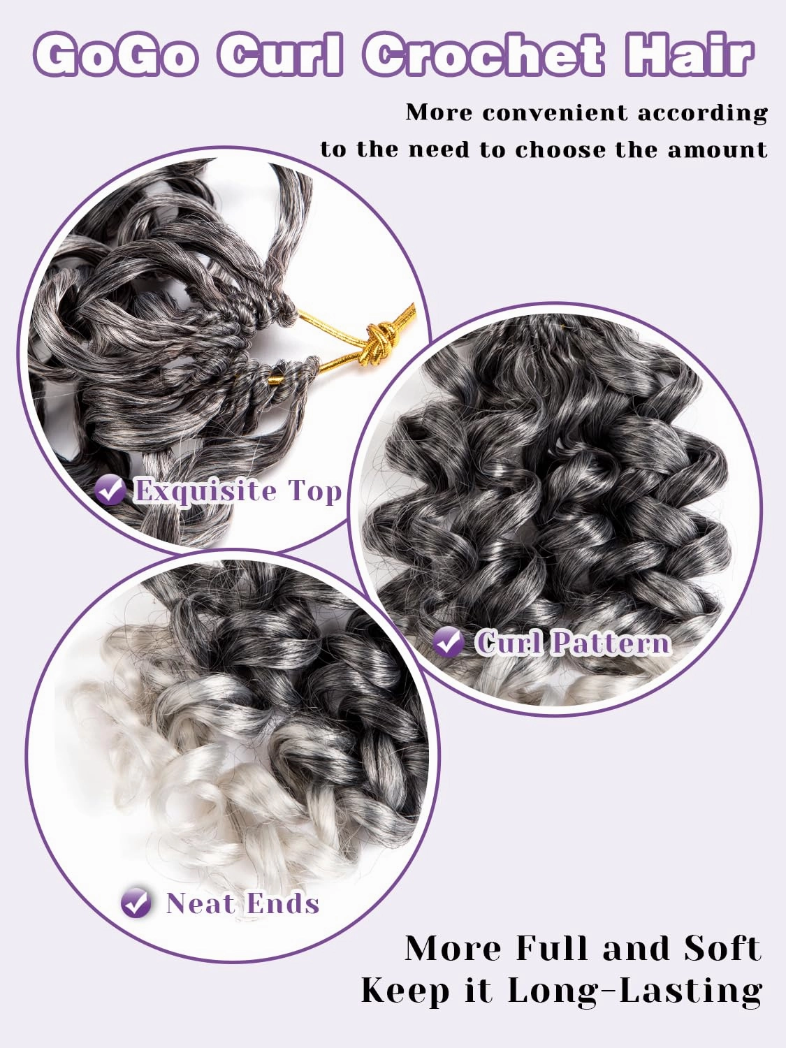 Ombre Grey Short Curly Crochet Braids for Women 7 Packs Salt and Pepper GoGo Beach Curl Water Wave Deep Twist Synthetic Braiding Hair Extensions 8 Inch Tgray#