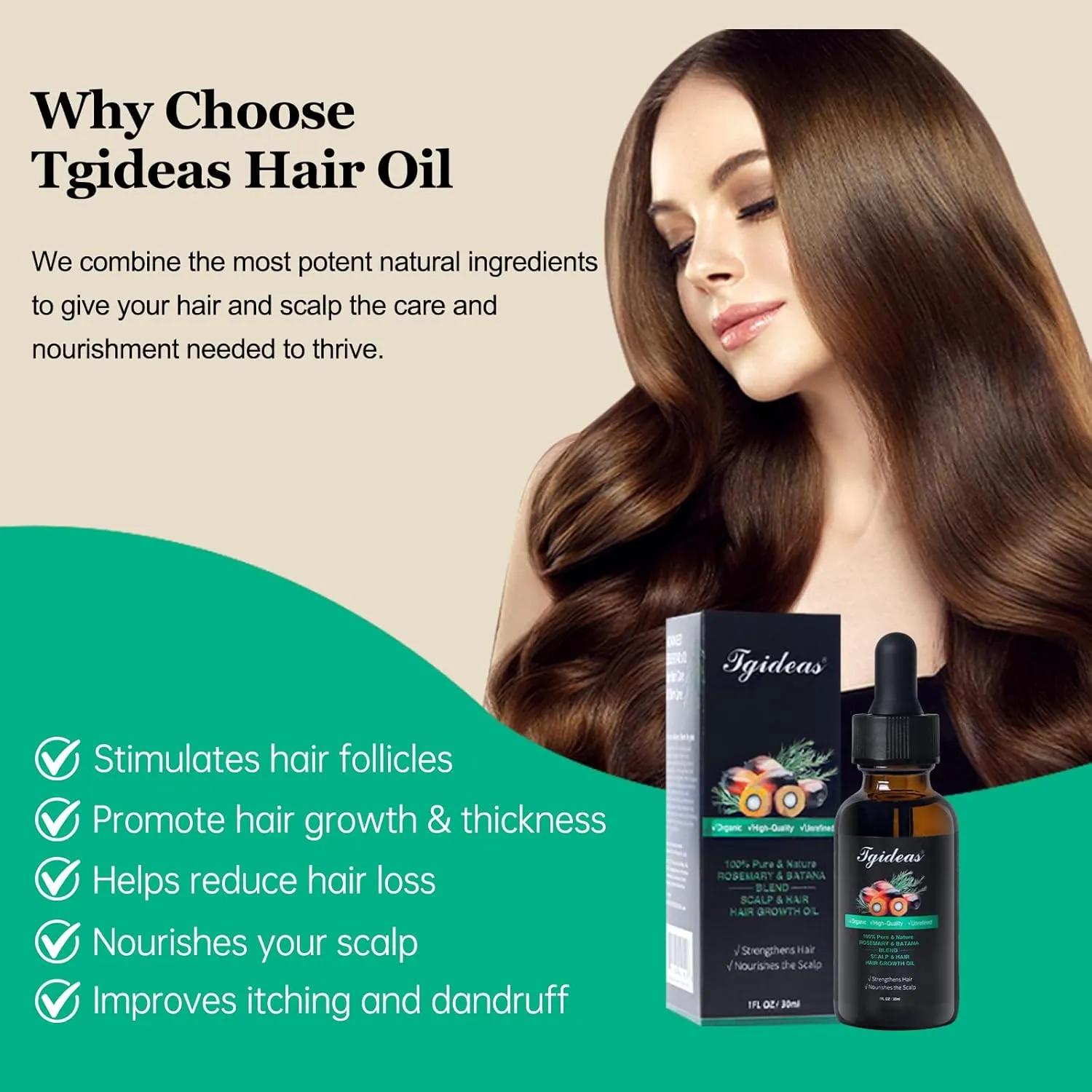 Organic Hair Growth - Rosemary & Batana Oil for Scalp & Hair Strengthening - All Hair Types Treatment Oil - Eyebrow & Eyelash Nourishing - 2 Packs