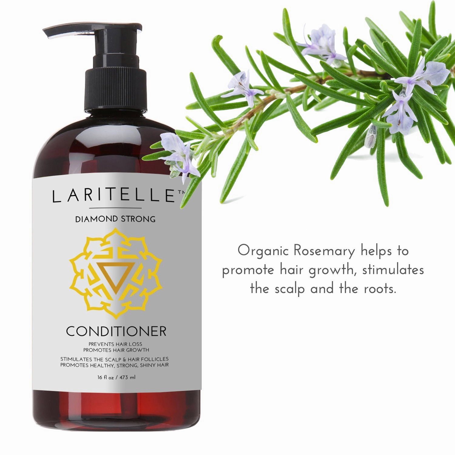 Organic Conditioner 16 oz | Hair Loss Prevention, Anti-Breakage, Split Ends Treatment | Leave-in, Wash-out or Deep Conditioner | NO GMO, Sulfates, Gluten, Alcohol, Parabens, Phthalates