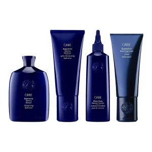 ORIBE Supershine Shampoo & Supershine Conditioner & Moisturizing Cream & Mirror Rinse Glass Hair Treatment Bundle