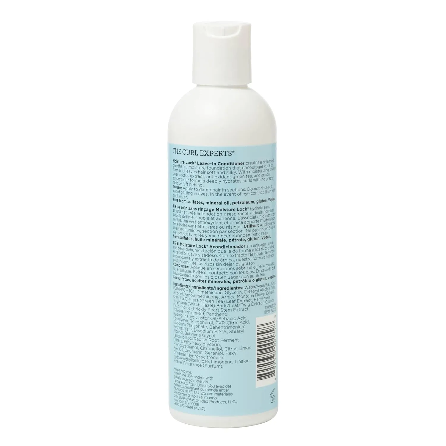Ouidad Moisture Lock Leave In Conditioner for Curly Hair, Hydrating Curl Conditioner & Hair Detangler 2-in-1 Moisturizing Conditioner & Primer for Soft, Hydrated Hair, All Curl Types