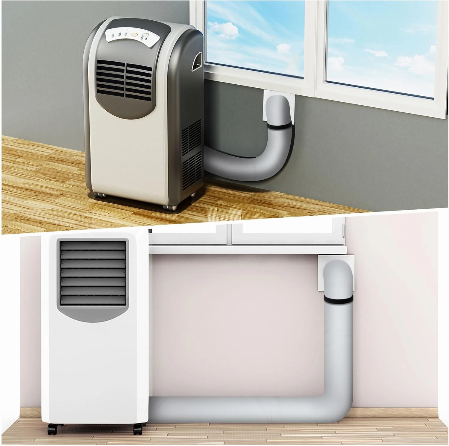 Outus 2 Pcs Air Conditioner Hose Cover Wrap - Ac Hose Duct Vent Insulation Sleeve Insulated Cover for Portable Ac for 5" & 5. 9" Diameter 60" Long Exhaust Hoses Tube(Gray)