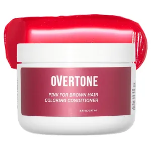 Overtone Color Depositing Semi-Permanent Hair Dye Conditioner - 8 oz For Natural & Color-Treated Hair, Moisturizing Shea Butter & Coconut Oil - Vegan & Cruelty-Free, Pink for Brown is now Raspberry