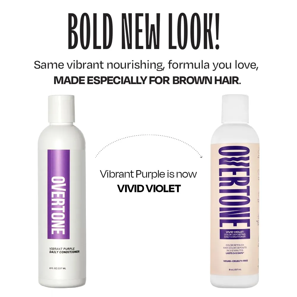 Overtone Daily Color Depositing Conditioner: 8oz Temporary Coloring Conditioner with Shea Butter & Coconut Oil, Refresh Color & Prevent Fading, Vegan & Cruelty-Free, Extreme Purple is Vivid Violet
